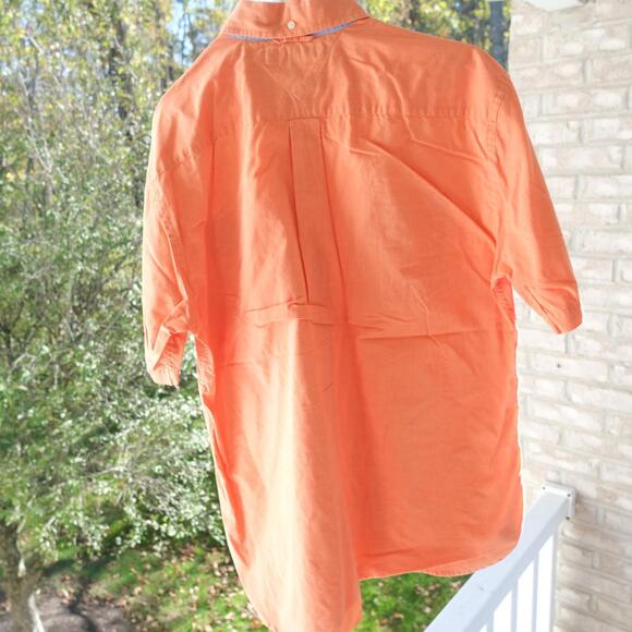 Tommy Hilfiger Shirt Mens Medium Button-Up Orange Short Sleeve - Picture 6 of 6